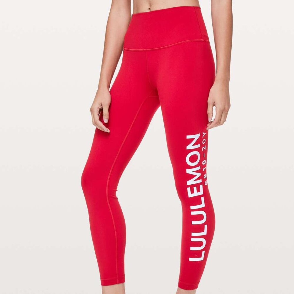 Lululemon Wunder Under Hi-Rise 7/8 Tight *20Y Collection 25" size 4 preowned Red